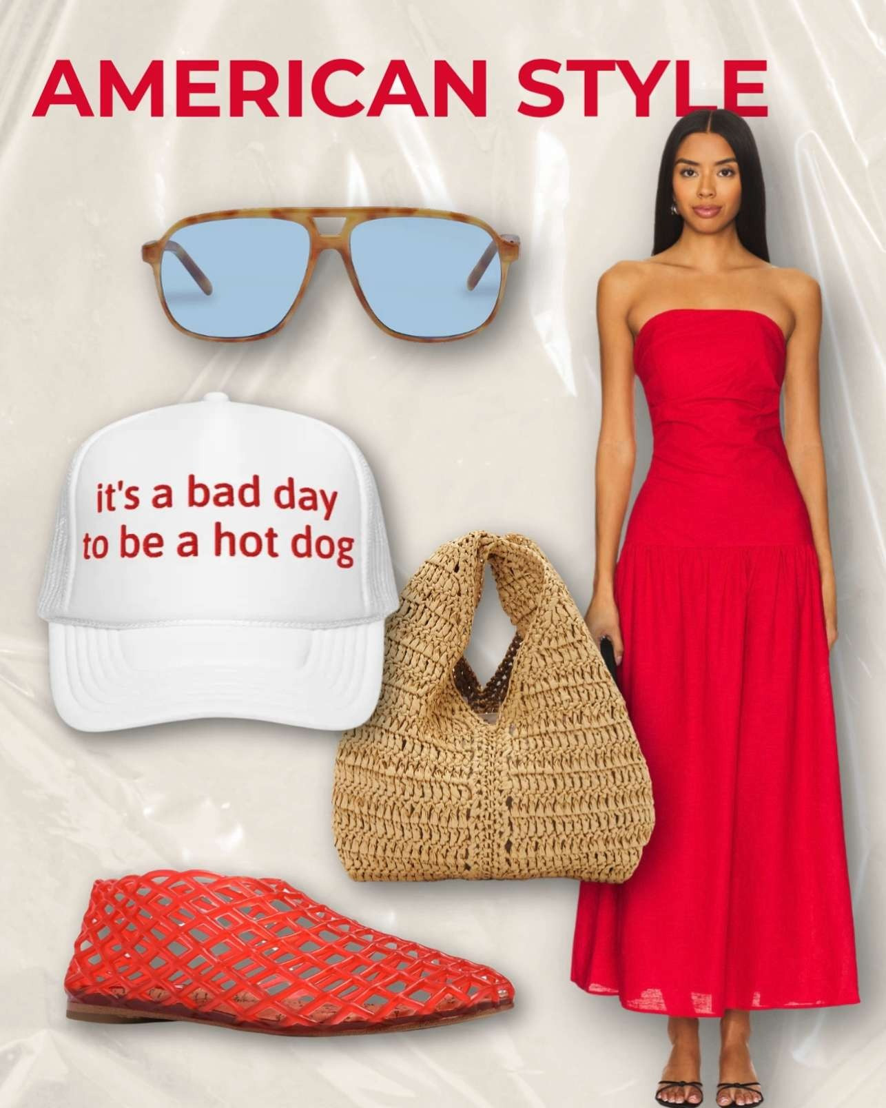 🇺🇸 Stars, Stripes & Sunshine ☀️
Serving all-American vibes this 4th of July in my fave patriotic hat + red, white & so cute fit. Whether you're grillin', chillin', or firework-watchin'—this look is made for freedom, fun, and fierce fashion. 😎🧢✨

Hat: 🇺🇸 Hot Dog Trucker
Fit: Red dress, red jelly ballet flats, woven bag, sunglasses with blue lenses💥

#4thofJulyOutfit #PatrioticStyle #FreedomFit #USAStyle #RedWhiteAndBlue #AmericanStyle #TruckerHatStyle #BBQFit #SummerOOTD #FireworksFashion #StarsAndStripes #LTK4thOfJuly #LTKHolidayStyle #AllAmericanLook 

 #LTKSummerEdit #LTKStyleTip #LTKShoeCrush