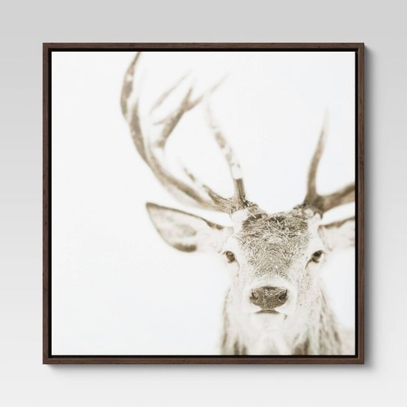 24" x 24" Winter Deer Framed Wall Canvas Black - Threshold™ | Target