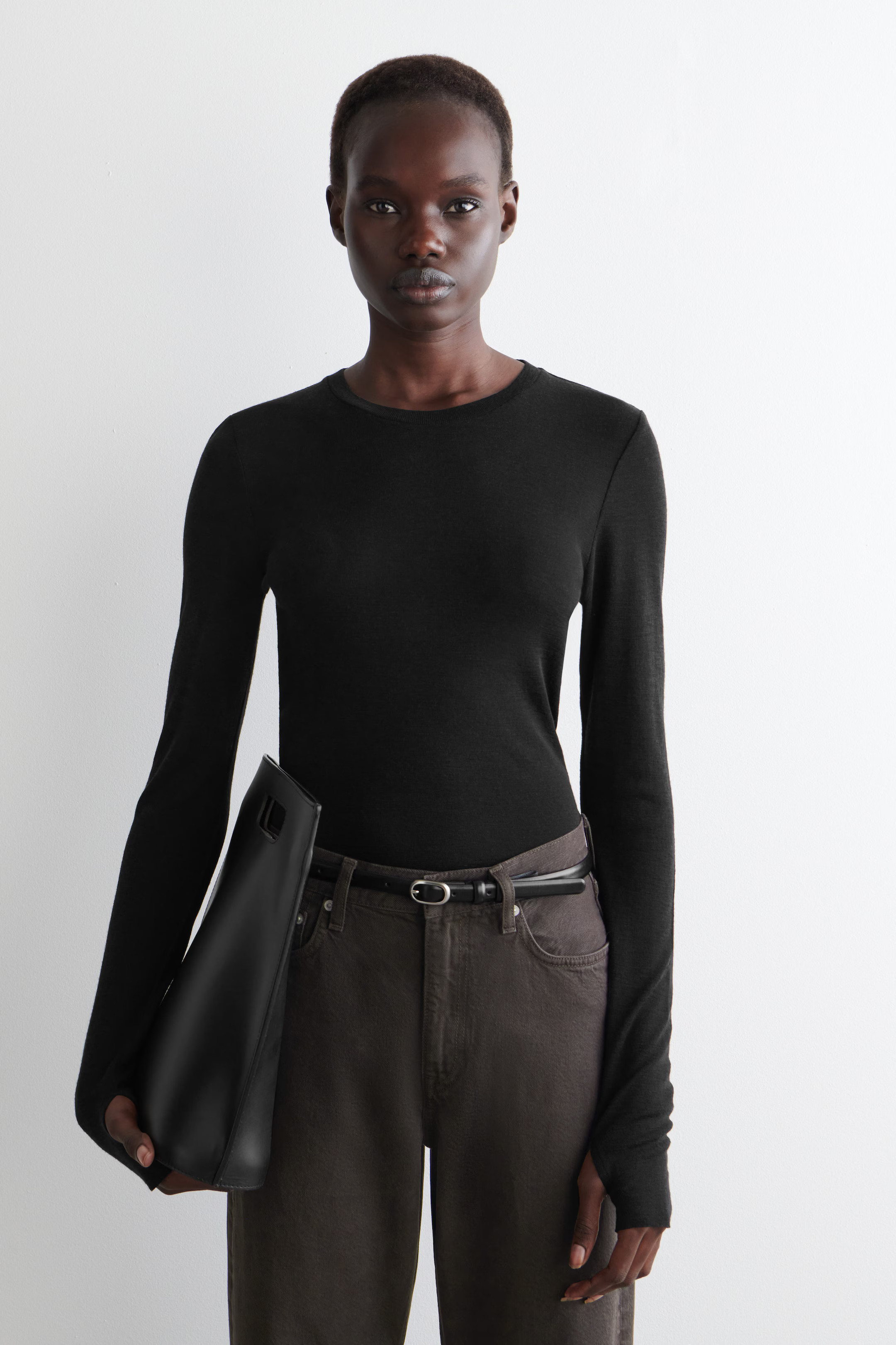 CREW-NECK MERINO WOOL TOP - BLACK | COS GB | COS UK