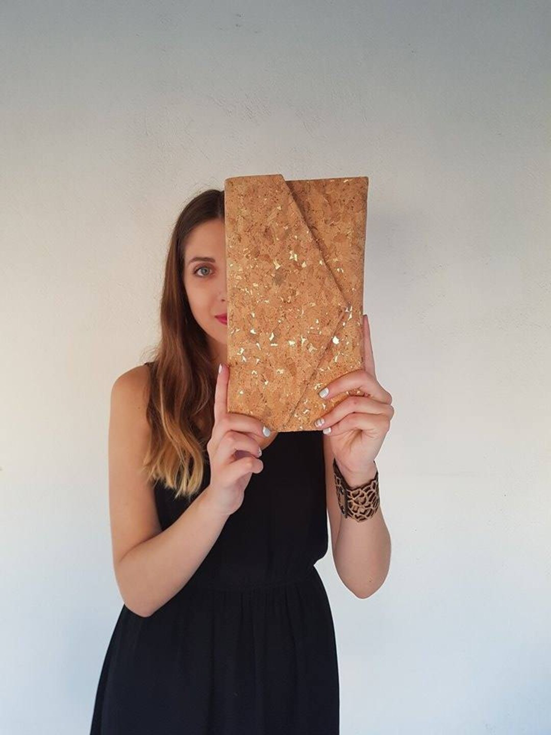 Cork Clutch-Gold Clutch-Eco Friendly Purse-Vegan Bag-Handmade Bag-Gift for Her-Vegan Gift-Cork Ba... | Etsy (US)