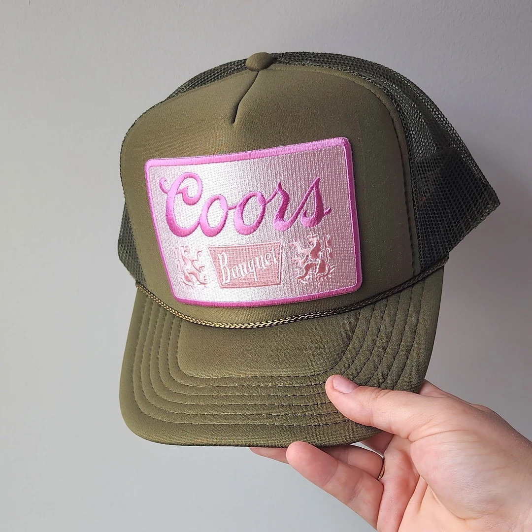 Trendy Foam Army Green Trucker Hat, Pink Banquet Beer Patch , Honky Tonk Hat, Nashville Hat for W... | Etsy (US)