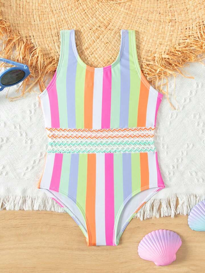Baby Girl Striped Tank Top One Piece Swimsuit | SHEIN USA | SHEIN