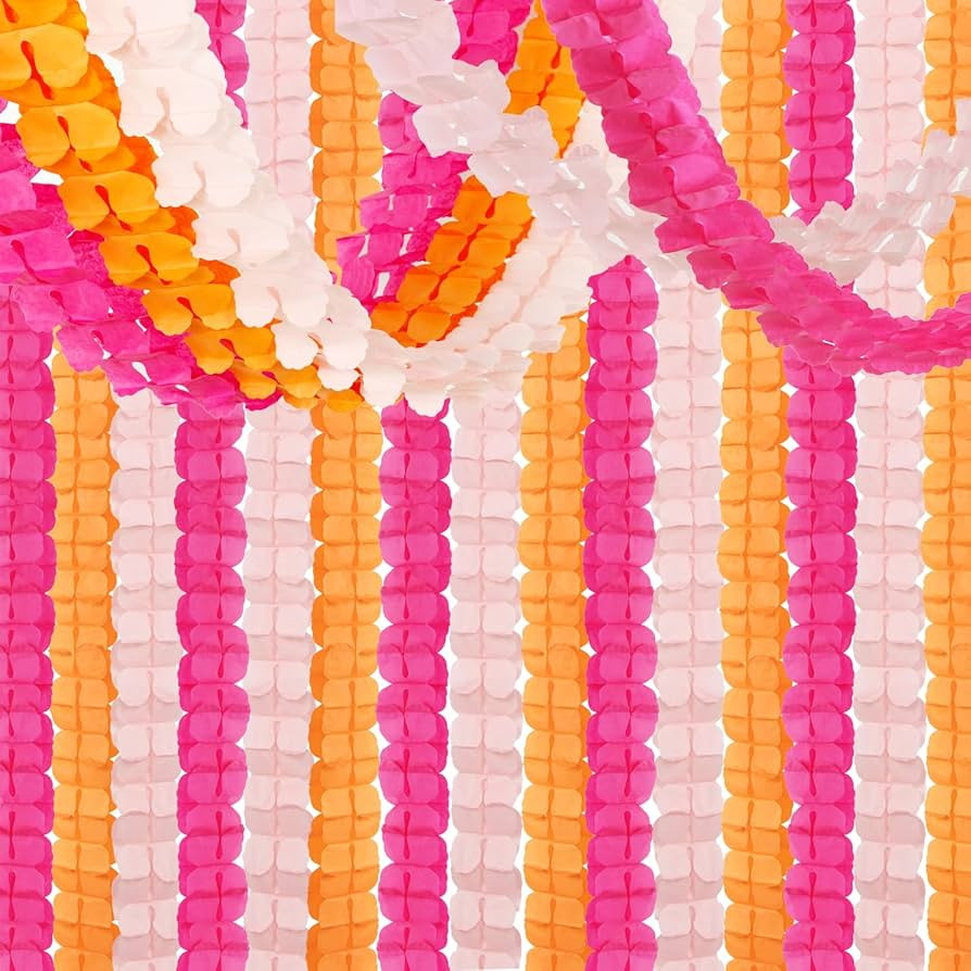 Hot-Pink Burnt-Orange Fall Party-Decorations - 12pcs Streamers-Garland Birthday Baby Shower 4-Lea... | Amazon (US)