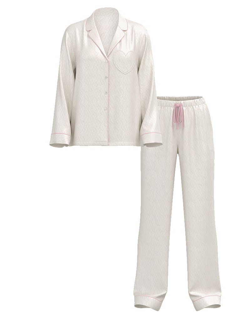 Buy Glazed Satin Long Pajama Set, NEW PEONY & LIPSTICK HEARTS - Order Pajamas Sets online - Victo... | Victoria's Secret (US / CA )