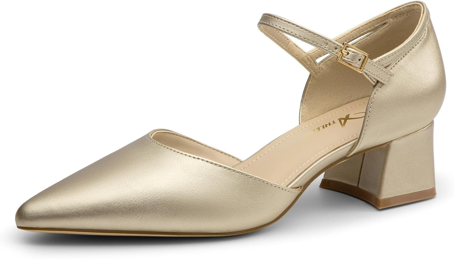 Athlefit Women's Pointed Toe Low Chunky Heel Pump Shoes | Amazon (US)
