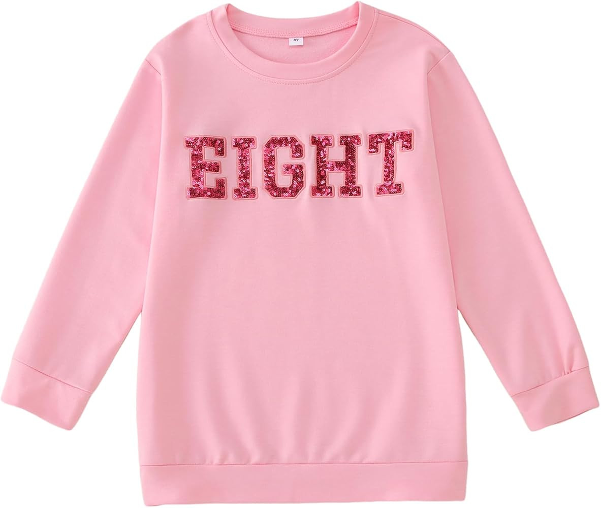 Toddler Girl Birthday Outfit 2nd 3rd 4th 5th 6th 7th 8th 9th Bday Party Sweatshirt Sequin Glitter... | Amazon (US)