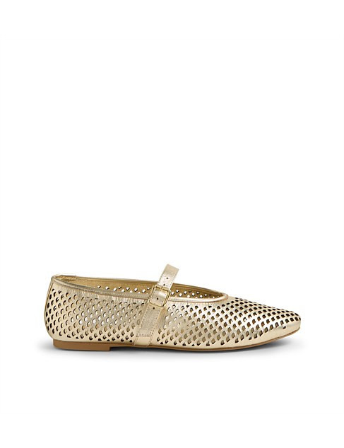 Mollini Elony Pale Gold Leather Ballet Flats | David Jones | David Jones (Australia & New Zealand)
