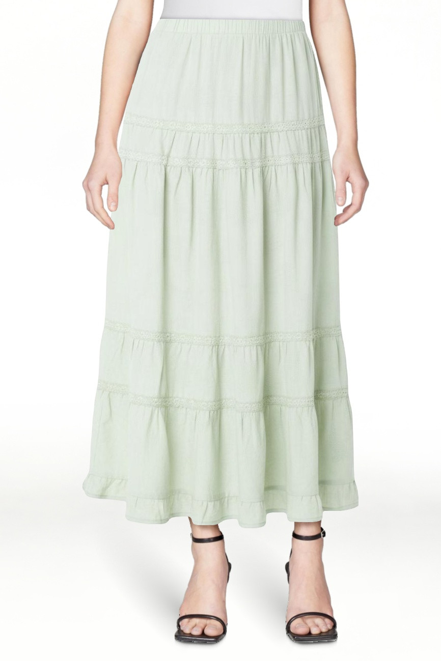 Celebrity Pink Women's and Women's Plus Tiered Ruffle Skirt with Lace Trim, Sizes XS-XXXL | Walmart (US)