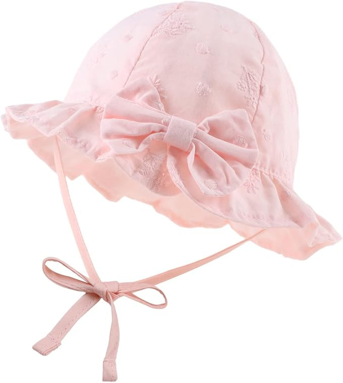 Bow Baby Girls Summer Hat Flower Toddler Girls Sun Hat Cotton Breathable Infant Hat | Amazon (US)