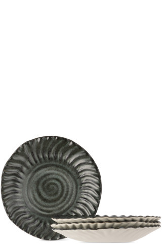 Navy Dashi Large Deep Plate Set, 4 pcs | SSENSE