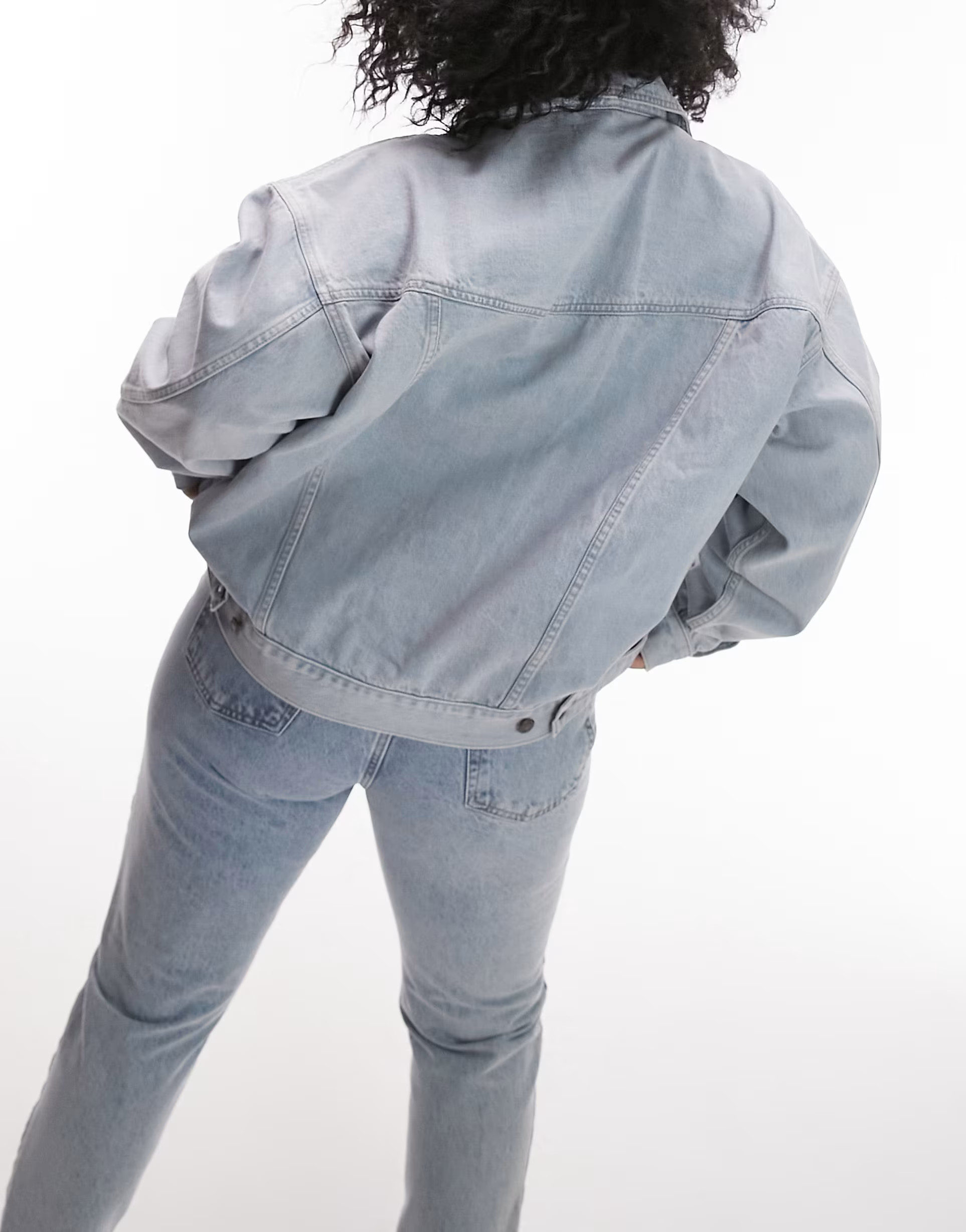 Topshop Curve denim Oversized jacket in bleach | ASOS (Global)