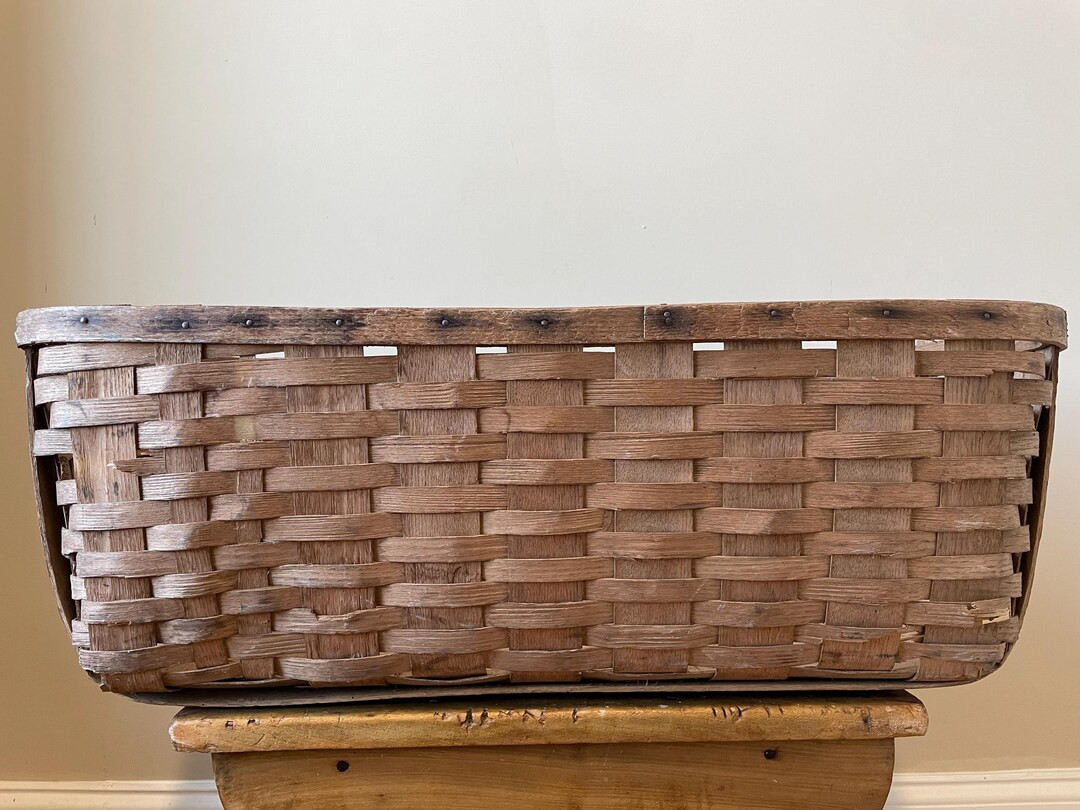 Large Antique Slat Wood Basket | Etsy (US)
