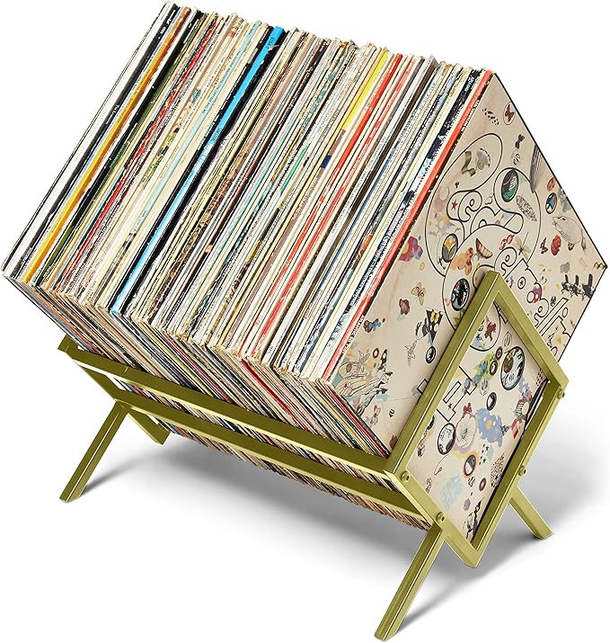 MODERN VINYL Record Holder - Gold Metal - 80-100 LP Storage - Simple, Quick Assembly - Vinyl Disp... | Amazon (US)