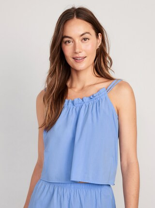 Ruffle-Trimmed Double-Strap Cami Pajama Top for Women | Old Navy (US)
