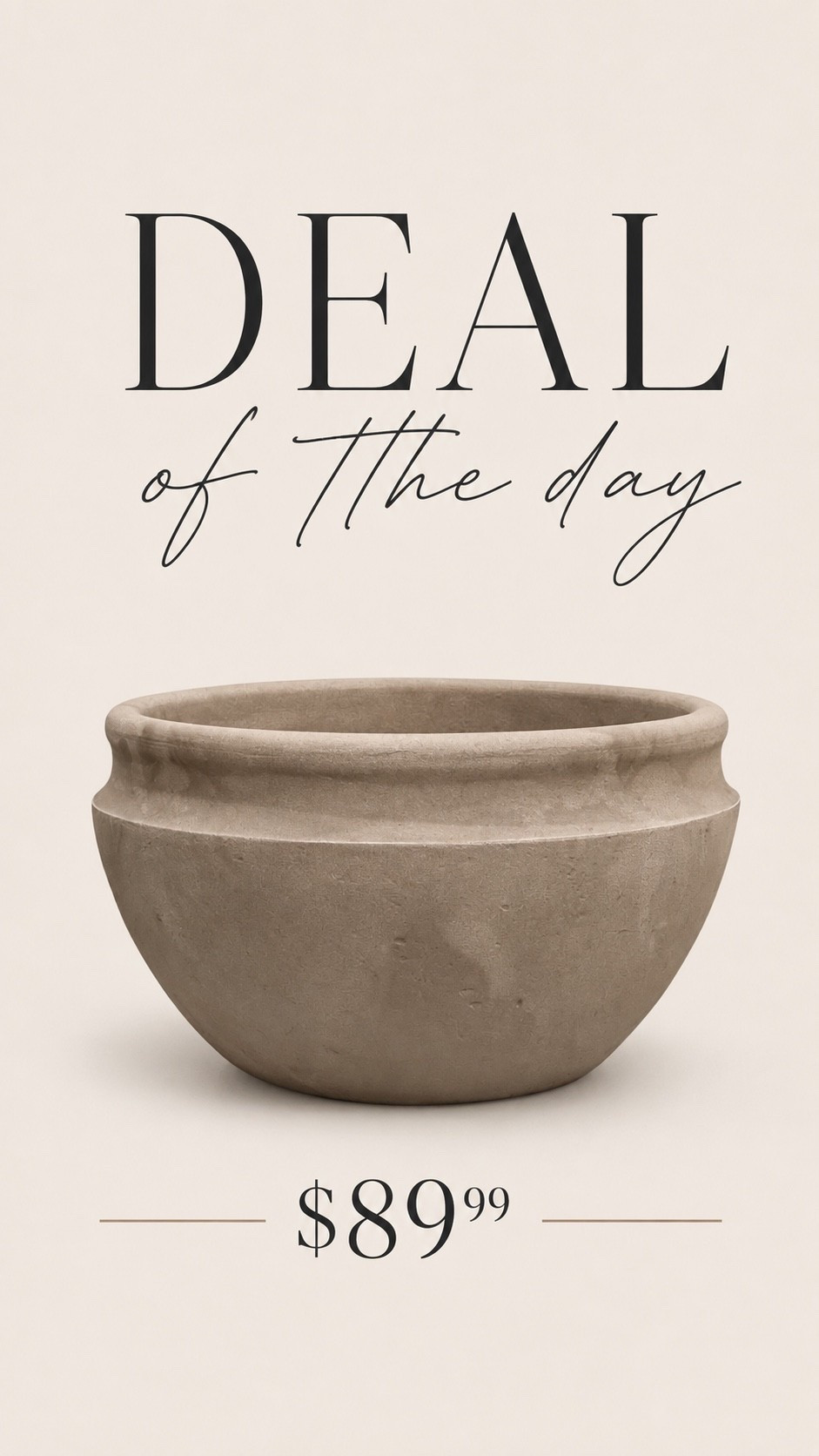 At Home Deal of the Day | $89.99 Planter

This oversized tan planter looks SO much more expensive than $89.99! I love the warm neutral finish and simple shape—it has that collected, high-end look that works indoors or out. Such a good statement piece for a large plant or tree.

#LTKSeasonal #LTKHome