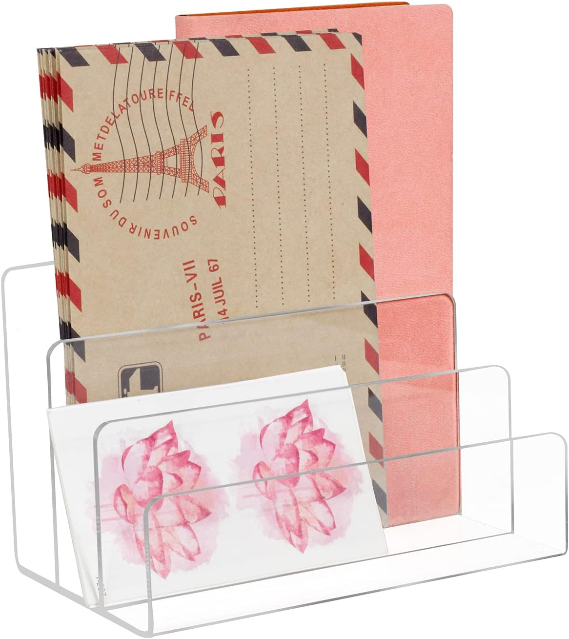 YiePhiot Crystal Clear Acrylic Desktop File Sorter Thick Cast Holder for Paper Letter Eyeshadow M... | Amazon (US)