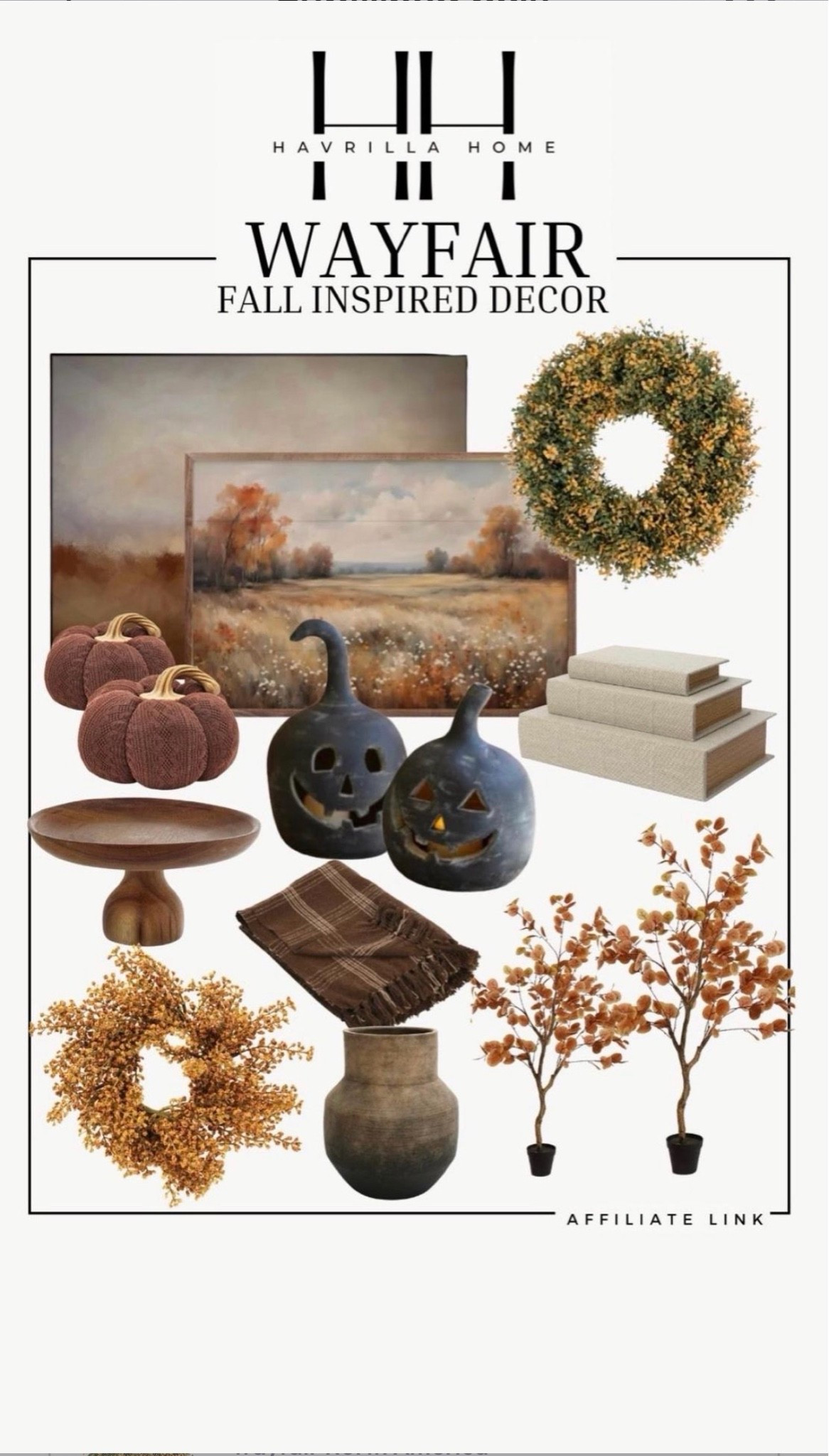 Wayfair fall inspired decor:
wayfair fall home decor, cozy fall accents wayfair, wayfair pumpkins and wreaths, fall throw pillows wayfair, warm autumn decor wayfair. Follow @havrillahome on Instagram and Pinterest for more home decor inspiration, diy and affordable finds Holiday, christmas decor, home decor, living room, Candles, wreath, faux wreath, walmart, Target new arrivals, winter decor, spring decor, fall finds, studio mcgee x target, hearth and hand, magnolia, holiday decor, dining room decor, living room decor, affordable, affordable home decor, amazon, target, weekend deals, sale, on sale, pottery barn, kirklands, faux florals, rugs, furniture, couches, nightstands, end tables, lamps, art, wall art, etsy, pillows, blankets, bedding, throw pillows, look for less, floor mirror, kids decor, kids rooms, nursery decor, bar stools, counter stools, vase, pottery, budget, budget friendly, coffee table, dining chairs, cane, rattan, wood, white wash, amazon home, arch, bass hardware, vintage, new arrivals, back in stock, washable rug  

 

#LTKSeasonal #LTKHome #LTKStyleTip

Comment SHOP below to receive a DM with the link to this post on my LTK ⬇ https://liketk.it/5k0lo

Comment SHOP below to receive a DM with the link to this post on my LTK ⬇ https://liketk.it/6jTOB

#LTKSeasonal #LTKHome #LTKSaleAlert