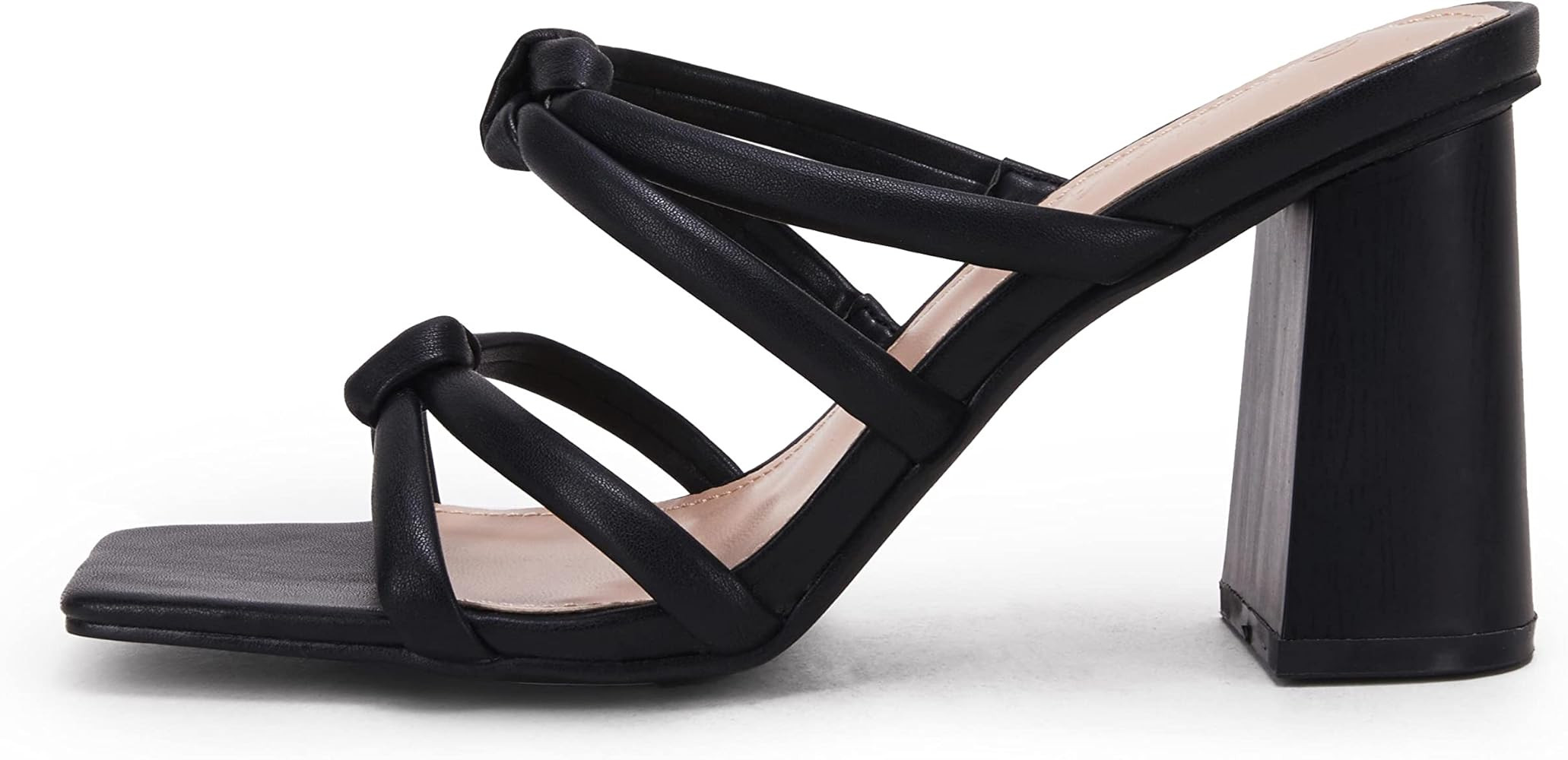 LAICIGO Women's Square Open Toe Heeled Sandals Chunky Block Heel Knot Two Strap Braided Backless Mul | Amazon (US)