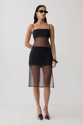 Claudia Sheer Midi Skirt / Black | MESHKI | S | MESHKI US