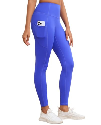 AegisChic Womens Blue Leggings with Pockets Tummy Control Workout Yoga Tights for Woman Sports Gym Butt Lift | Amazon (US)