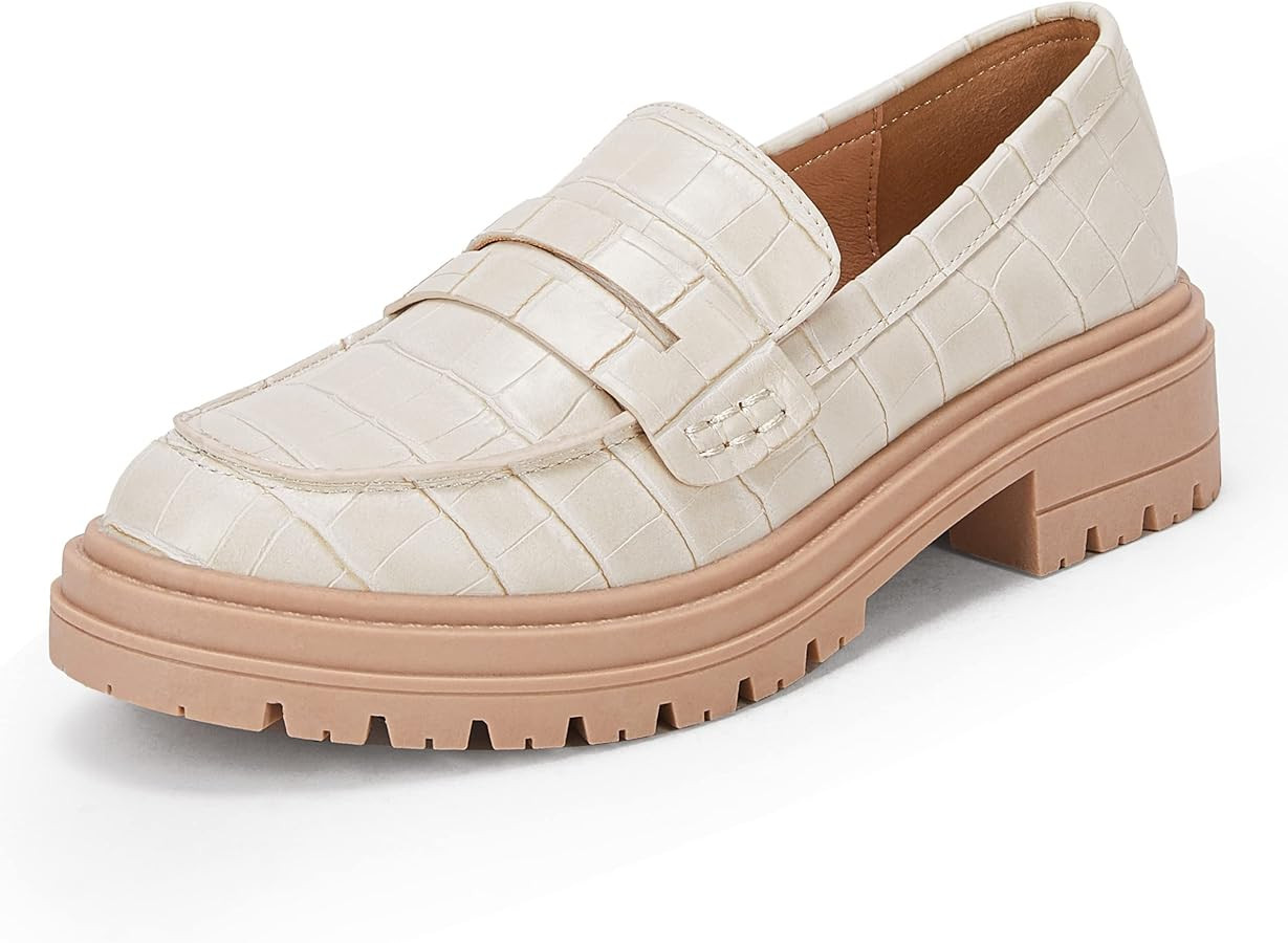 Women's Platform Penny Loafers Comfort Chunky Heel Slip On Business Work Dress Shoes | Amazon (US)