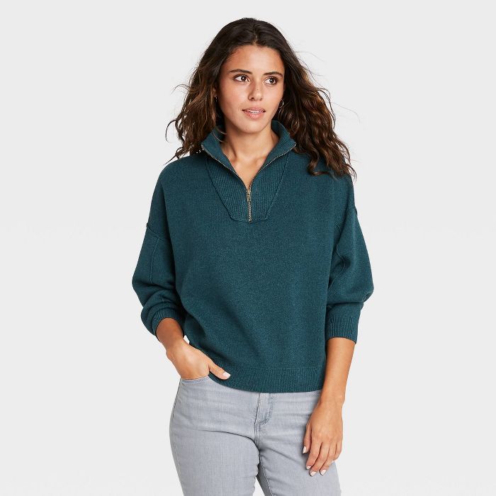 Women's Mock Turtleneck Cozy Quarter Zip Pullover Sweater - Universal Thread™ | Target