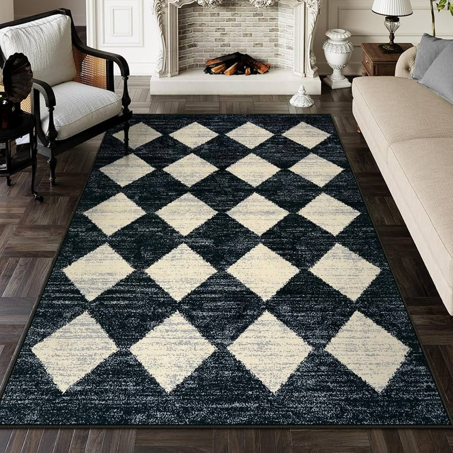 Lahome 5x7 Black and White Washable Large Rugs for Bedrooms Living Room Carpet,Checkered Soft Non... | Amazon (CA)