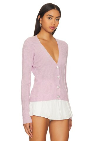 Autumn Cashmere Rib V-Neck Cardigan in Cherry Frost from Revolve.com | Revolve Clothing (Global)