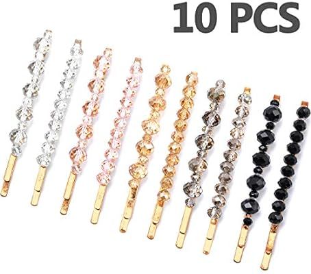 Hair Clips Wenida 10 Pieces Fashion Crystal Metal Hair Pins Barrettes Bobby Pins Decorative Hair ... | Amazon (US)