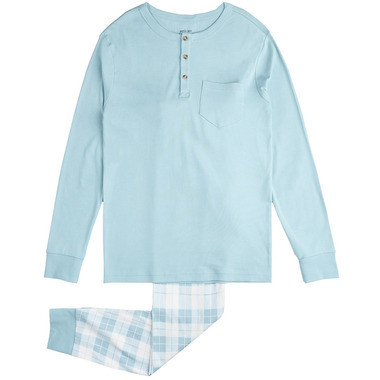petit lem Mens Long Sleeve Top and Pant Pj's Set Knit Light Blue | Well.ca