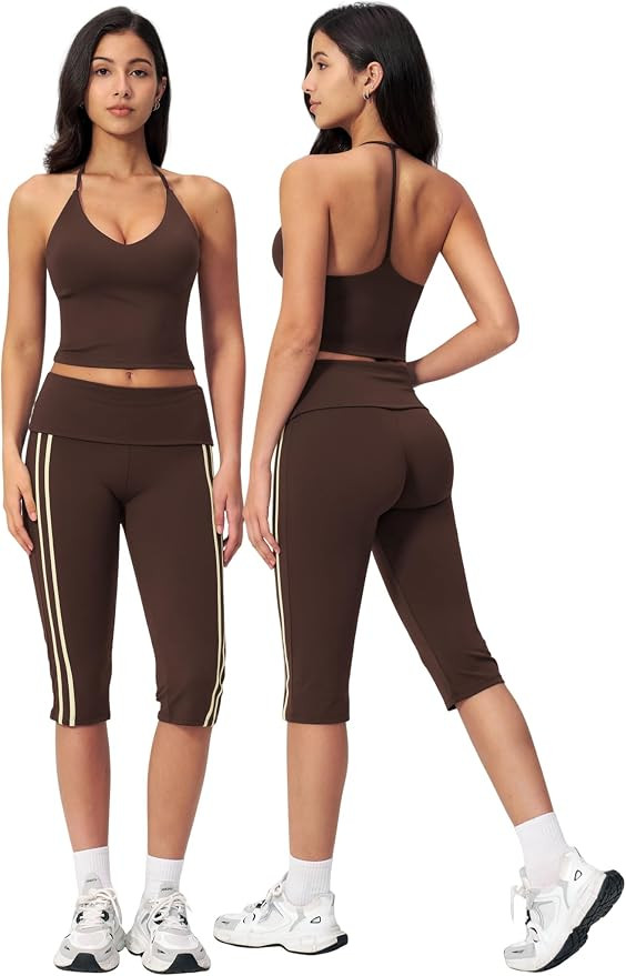 Capri 2 Piece Workout Sets for Women Gym Yoga Pilates Outfits | Amazon (US)