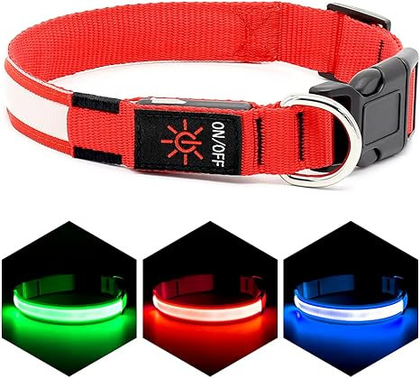 VIZPET LED Dog Collar USB Rechargeable 100% Waterproof Adjustable Light Up Dog Collar Super Brigh... | Amazon (US)