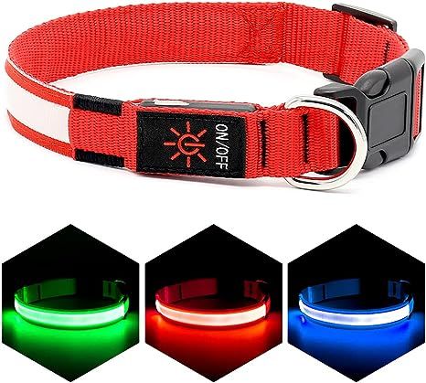 VIZPET LED Dog Collar USB Rechargeable 100% Waterproof Adjustable Light Up Dog Collar Super Brigh... | Amazon (US)