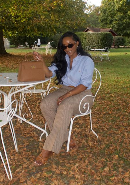 Loving this preppy ootd for exploring France!

Trousers, fall outfit, women’s button up, sandals, sunglasses, purse, fall style

#LTKfindsunder50 #LTKstyletip #LTKSeasonal