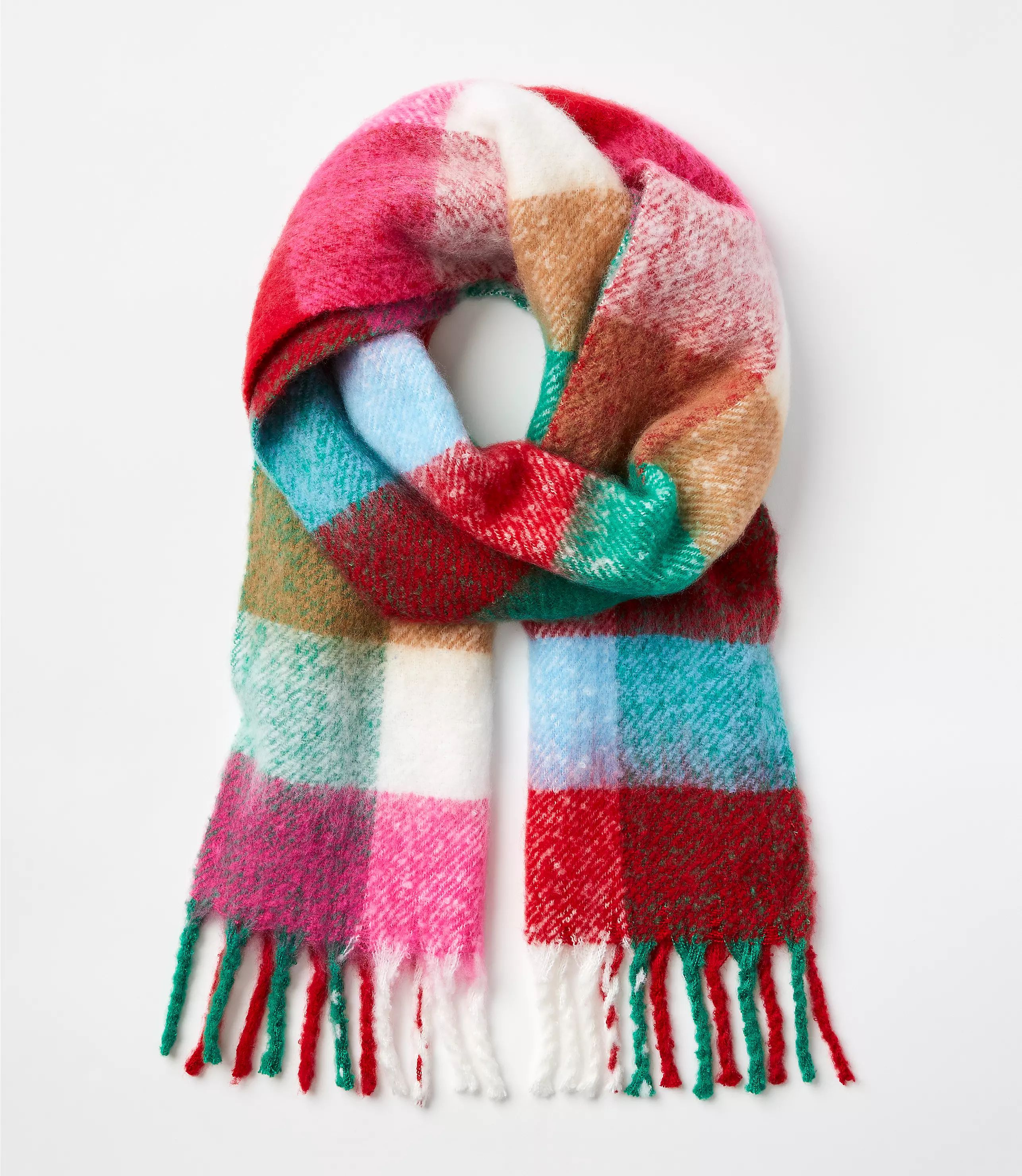 Fluffy Plaid Scarf | LOFT