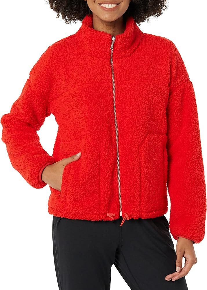 Amazon Essentials Women's Fleece Zip-Up Sherpa Jacket with Stand Neck | Amazon (US)