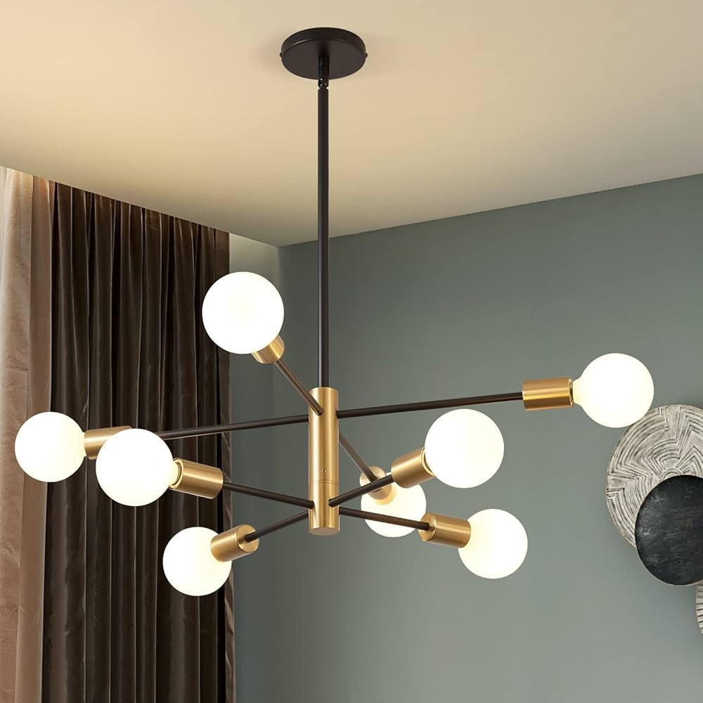 KAISITE Modern Sputnik Chandelier - 8-Light Ceiling Light Fixture Height Adjustable Mid Century P... | Amazon (US)