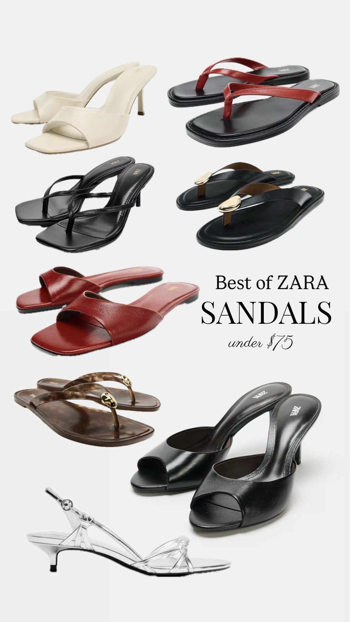 ZARA FINDS: sandals #zarafinds #zara 

Red sandals, thong sandals, mini heel sandals, tortoise sandals, cream sandals, kitten heels, evening shoes, silver sandals