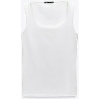 Zara - Wide Strap Polyamide T-Shirt - Women - Ecru - Women | Zara US