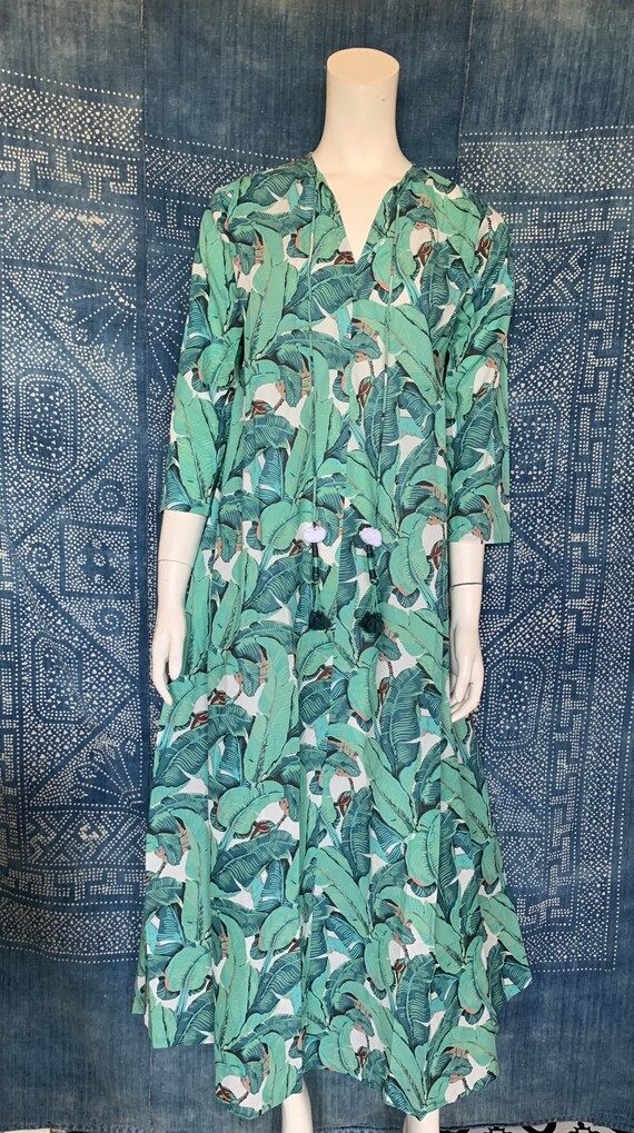 Banana Leaf Print Cotton Summer Dress | Etsy | Etsy (US)