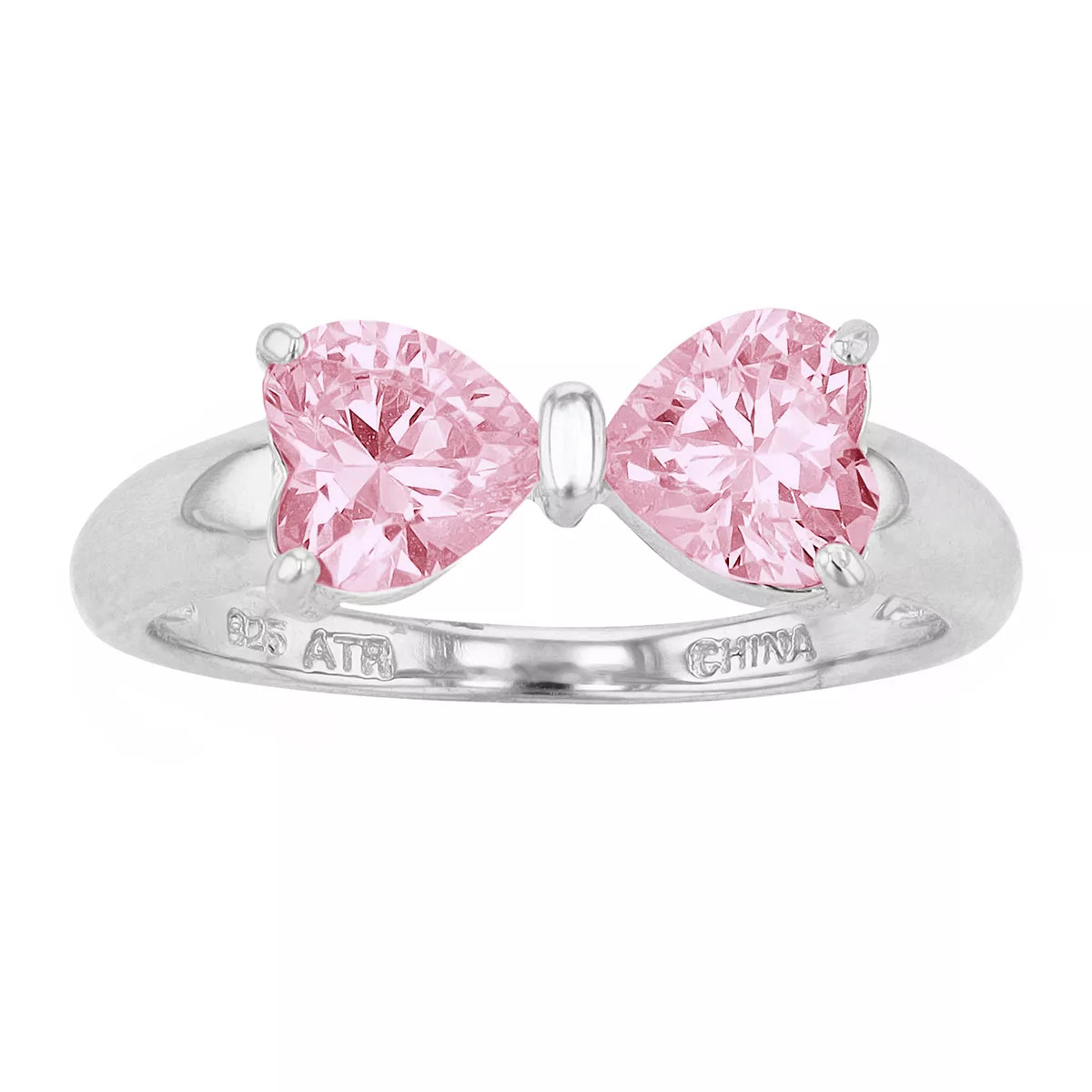 Rosabella Sterling Silver Heart Cubic Zirconia Bow Ring | Kohl's