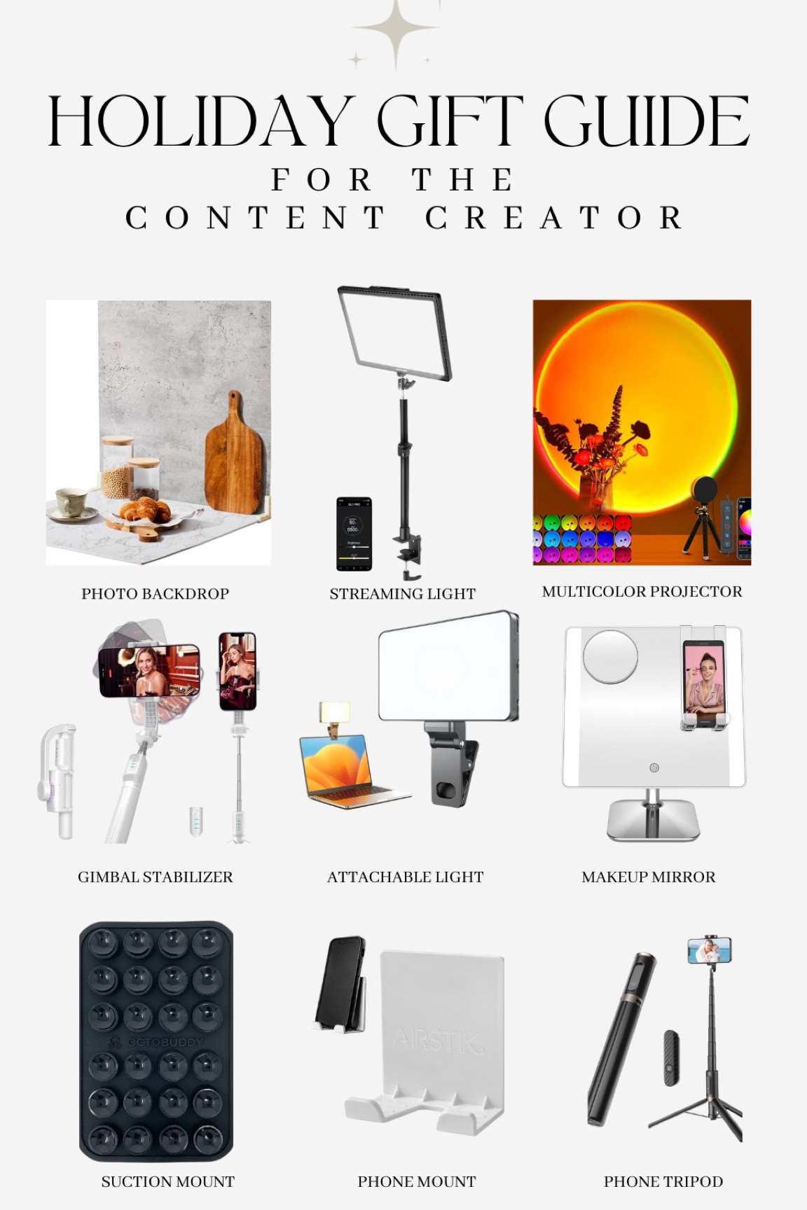My must have products as a content creator ✨ These gift ideas will change the game for that friend of yours who is always creating content 🤍

Ring light, gimble, tripod, content creation, influencer, influencer hack 

#LTKVideo #LTKHoliday #LTKGiftGuide