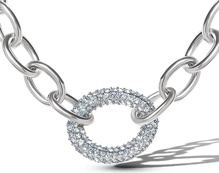 Silver-Tone Oval Pavé Link Statement Necklace | Nordstrom