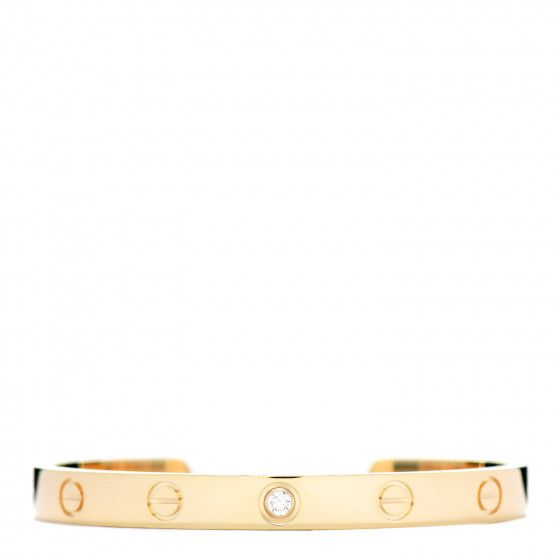 18K Yellow Gold 1 Diamond LOVE Cuff Bracelet 16 | FASHIONPHILE (US)