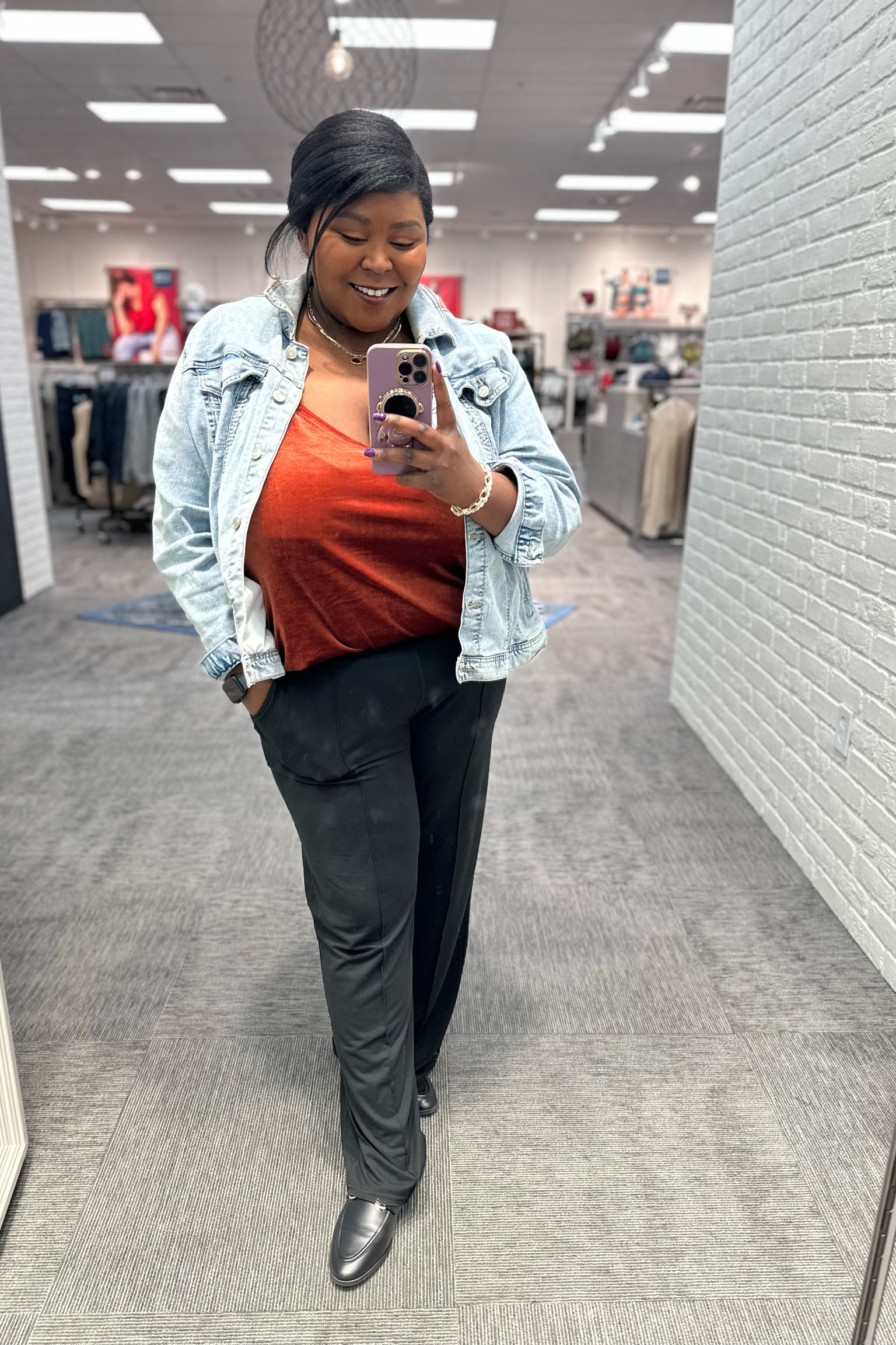 Casual outfit | denim jacket | velvet cami | loafers | wide leg pantts

#LTKplussize #LTKstyletip #LTKworkwear