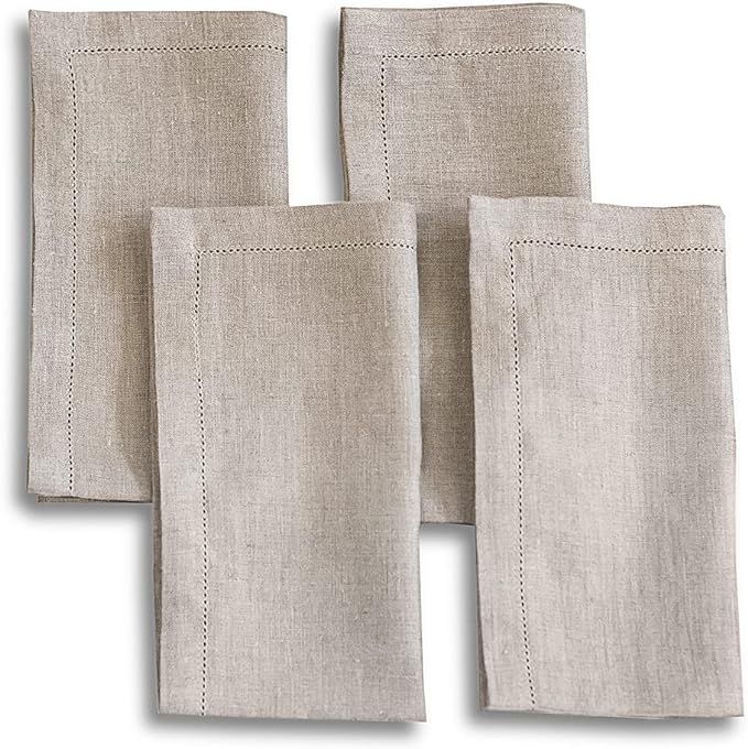 ISONA Isona Linen Napkins - Set of 4 Hemstitched 20x20 Inch Soft and Machine Washable Supreme Qua... | Amazon (US)