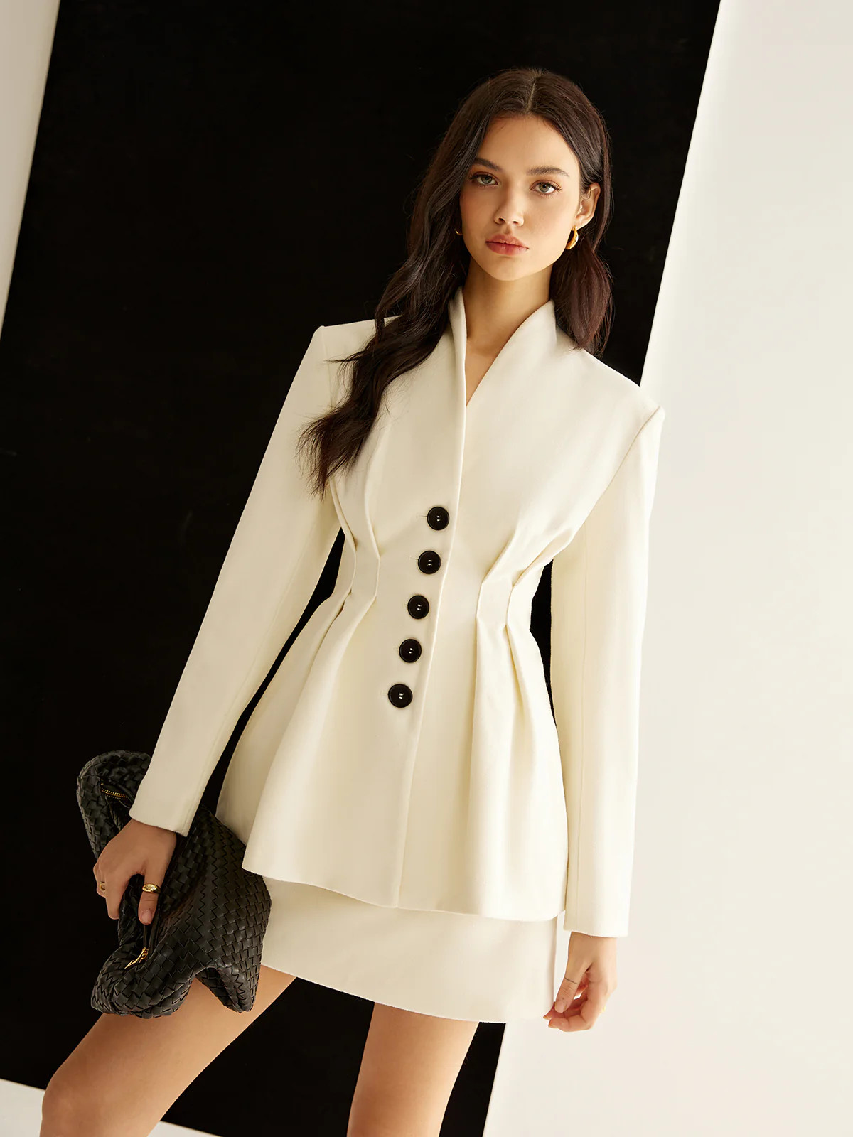 Elegant Pleated Button Blazer | Commense