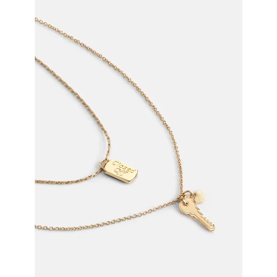 Free Assembly Women's Gold-Tone Layered Key Charm Necklace | Walmart (US)