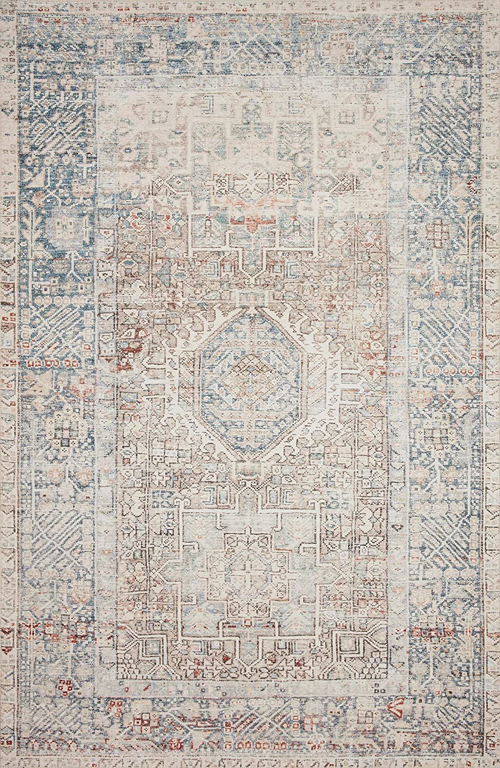 Chris Loves Julia x Loloi Jules JUL-07 Natural / Ocean Oriental Area Rug 7'-6" x 9'-6" | Amazon (US)