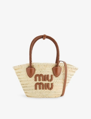 Logo-Embroidered Raffia Basket Bag | Selfridges